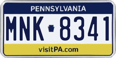 PA license plate MNK8341