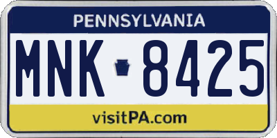 PA license plate MNK8425