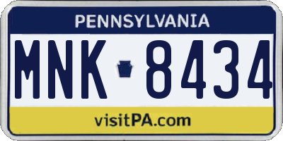 PA license plate MNK8434