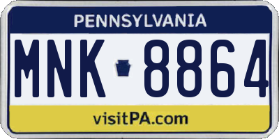 PA license plate MNK8864