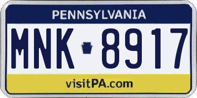 PA license plate MNK8917