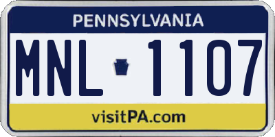 PA license plate MNL1107