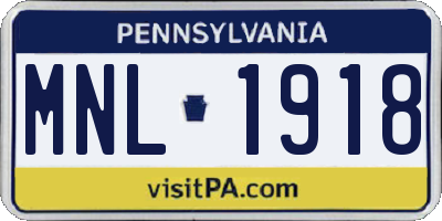 PA license plate MNL1918