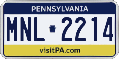 PA license plate MNL2214