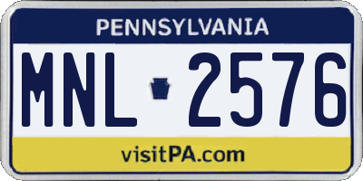 PA license plate MNL2576
