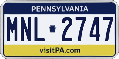 PA license plate MNL2747