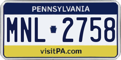 PA license plate MNL2758