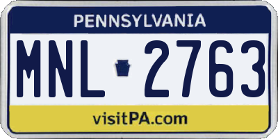 PA license plate MNL2763