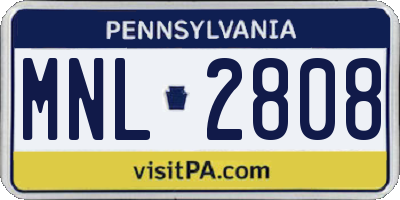 PA license plate MNL2808