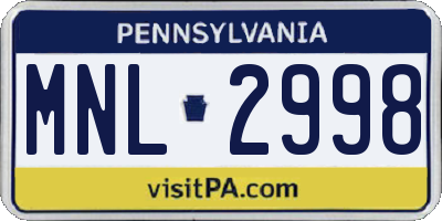 PA license plate MNL2998