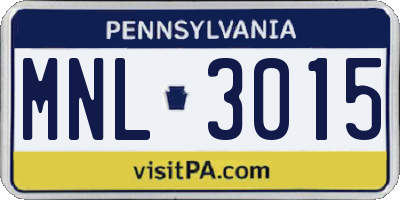 PA license plate MNL3015