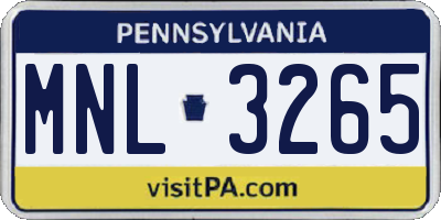 PA license plate MNL3265
