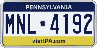 PA license plate MNL4192
