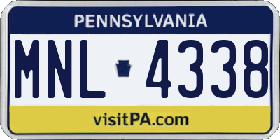PA license plate MNL4338
