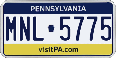 PA license plate MNL5775