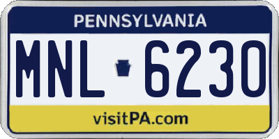 PA license plate MNL6230