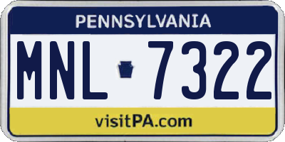 PA license plate MNL7322