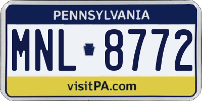 PA license plate MNL8772