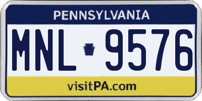 PA license plate MNL9576