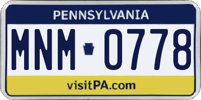 PA license plate MNM0778