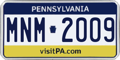 PA license plate MNM2009
