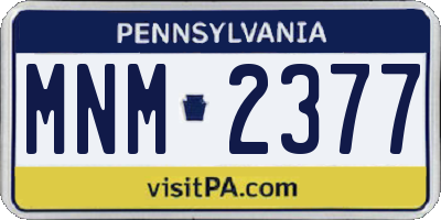 PA license plate MNM2377