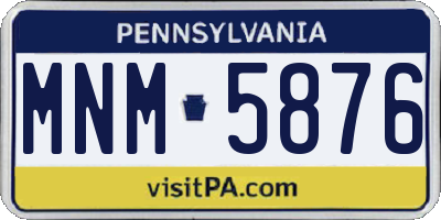 PA license plate MNM5876