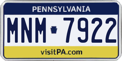 PA license plate MNM7922