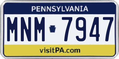 PA license plate MNM7947