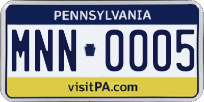 PA license plate MNN0005