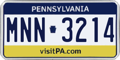 PA license plate MNN3214