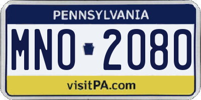 PA license plate MNO2080
