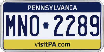 PA license plate MNO2289