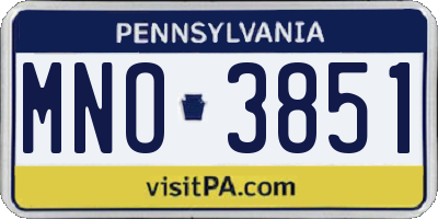 PA license plate MNO3851