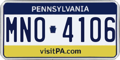 PA license plate MNO4106