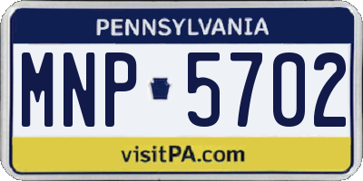 PA license plate MNP5702