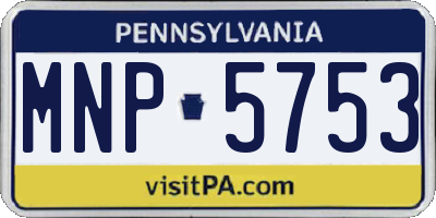 PA license plate MNP5753