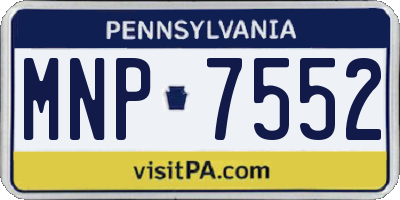 PA license plate MNP7552