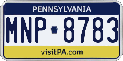 PA license plate MNP8783