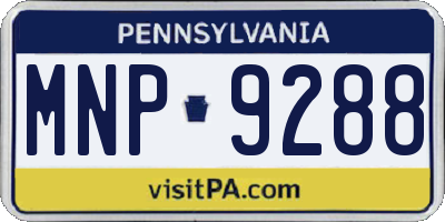 PA license plate MNP9288