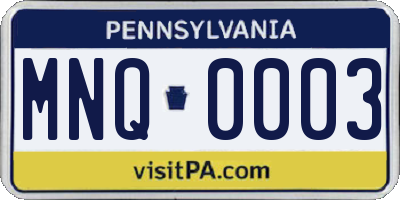 PA license plate MNQ0003