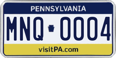 PA license plate MNQ0004