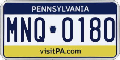 PA license plate MNQ0180
