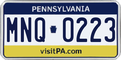 PA license plate MNQ0223
