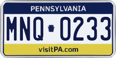 PA license plate MNQ0233