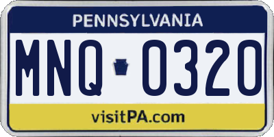PA license plate MNQ0320