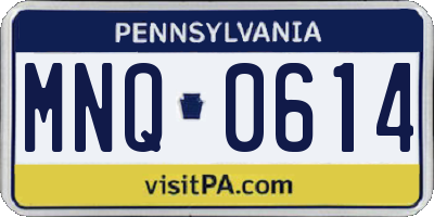 PA license plate MNQ0614