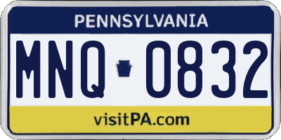 PA license plate MNQ0832