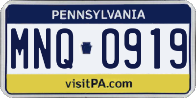 PA license plate MNQ0919
