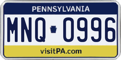 PA license plate MNQ0996